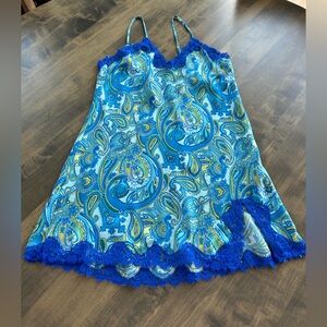 💙Blue Paisley Sleeping Pajama with Lace Trim